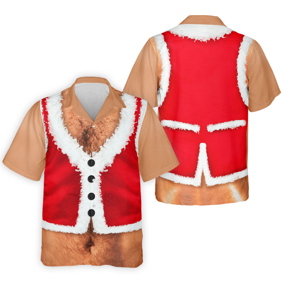 Hairy Chest Santa Print Christmas Golf Shirt, Mens Golf Polo, Golf Shirts For Men