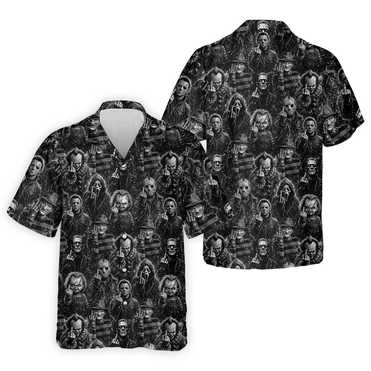 Horror Character Villains Pattern Golf Polo Shirt, Men's Golf Shirt, Hawaiian Golf Shirt