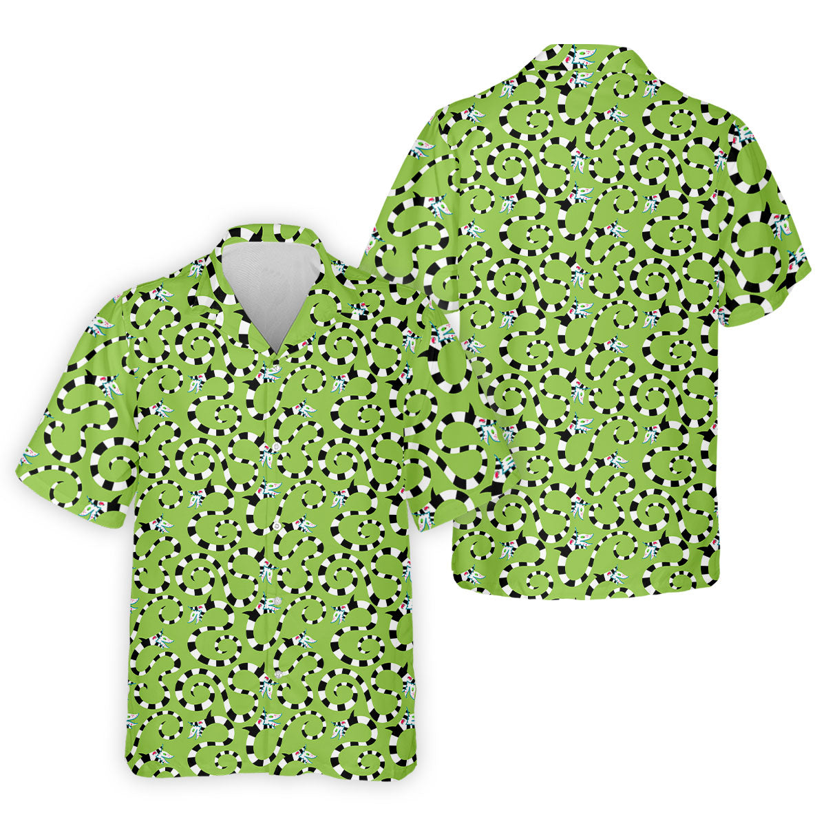 Striped Horror Creature Golf Polo Shirt, Golf Shirts For Men, Halloween Shirts For Men