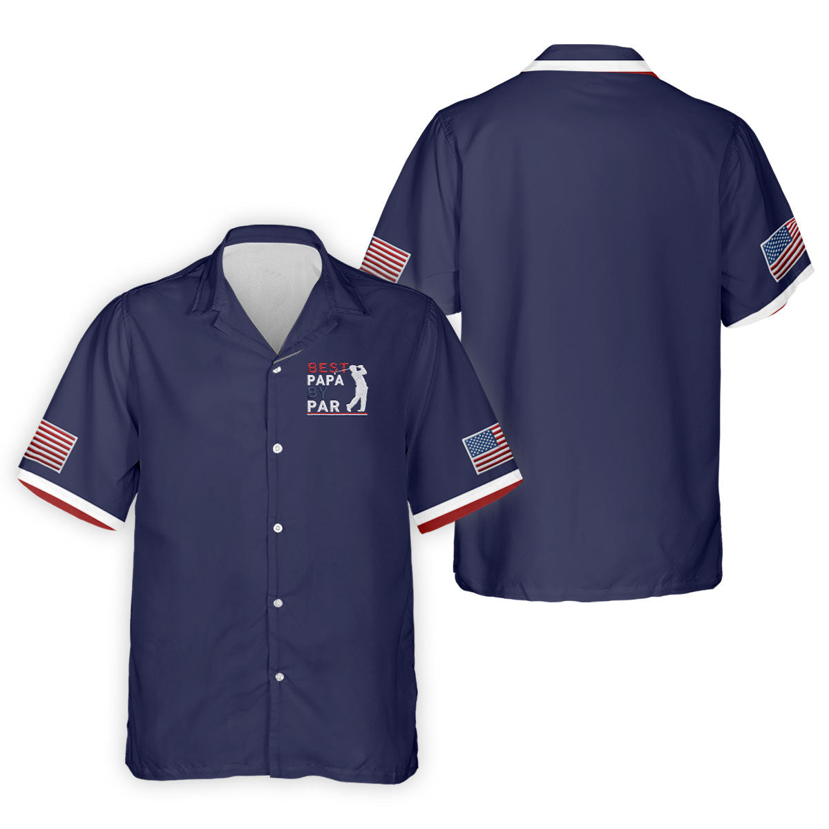 Navy Best Papa By Par Embroidered Golf Polo Shirt, Mens Golf Polo, Golf Apparel For Men