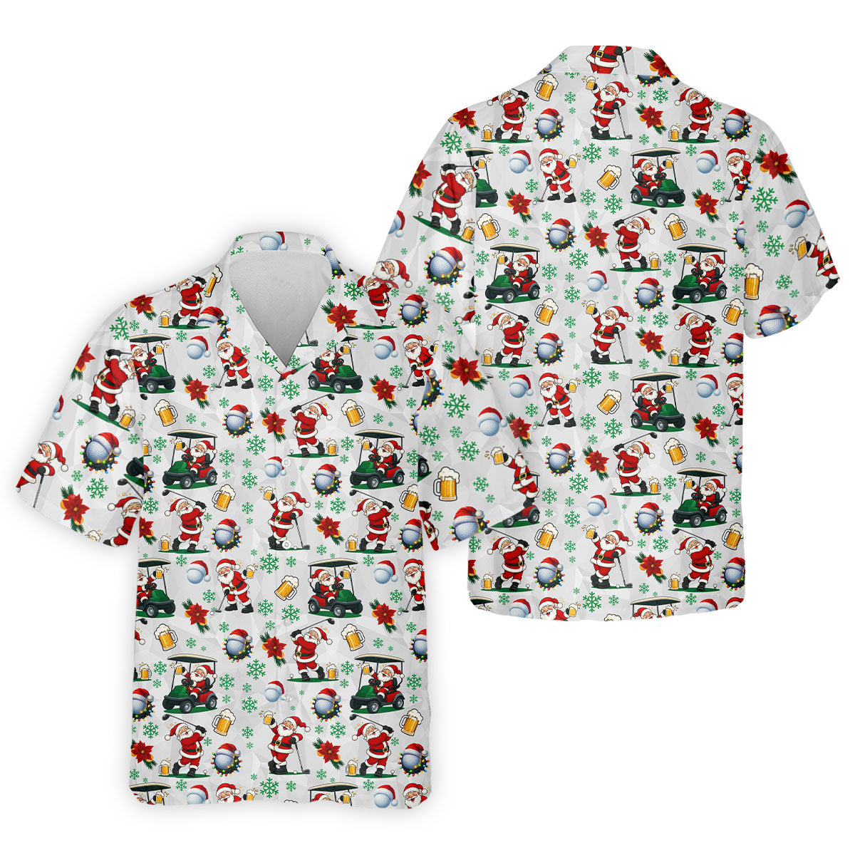 Santa Beer Christmas Golf Polo Shirt, Christmas Golf Shirt, Mens Golf Polo Shirt