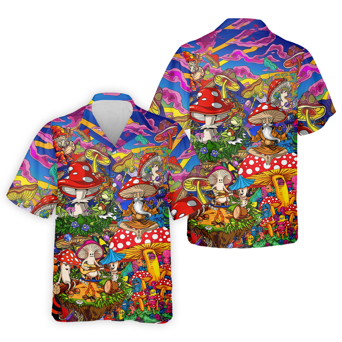 Psychedelic Mushroom Forest Fantasy Golf Polo, Hawaiian Golf Shirt, Golf Polo Shirts For Men