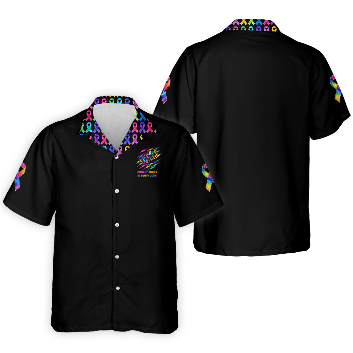 Cancer Sucks In Every Color Awareness Ribbon Polo Shirt, Golf Polo Shirts For Men