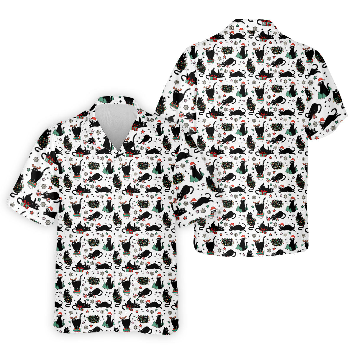 Xmas Black Cat Polo Shirts For Men, Christmas Golf Shirt, Golf Gift For Men, Christmas Golf Shirt