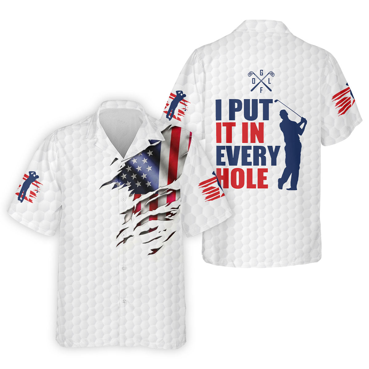 I Put It In Every Hole Ripped American Flag 250 Patriotic Golf Shirt, 4th Of July Golf Shirts For Men