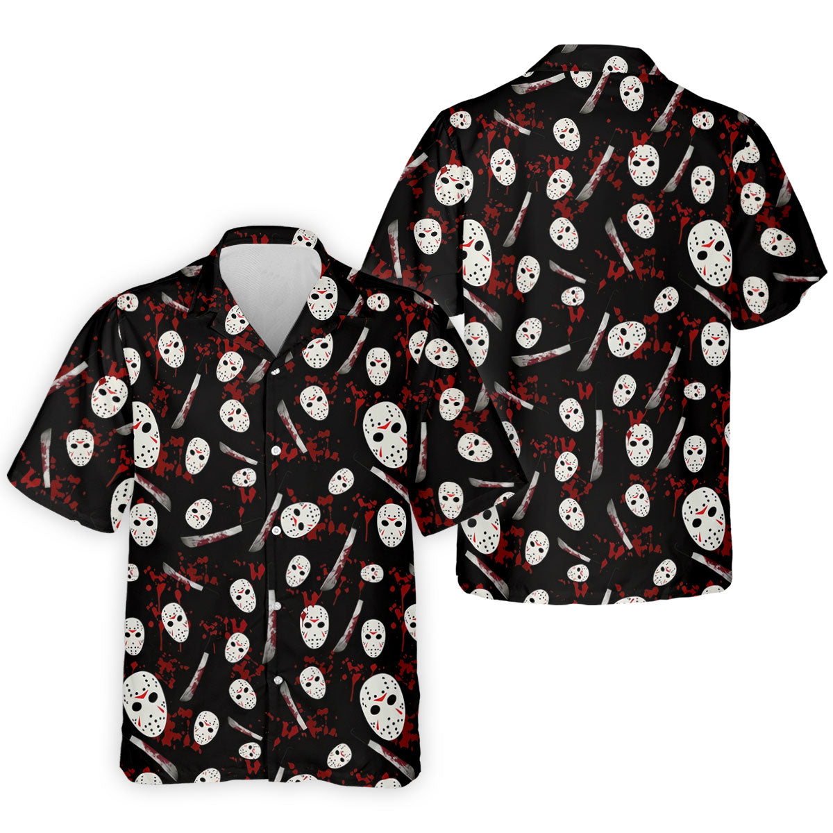 Hockey Mask Blood Pattern Halloween Golf Polo Shirt, Mens Golf Shirts, Printed Golf Shirts