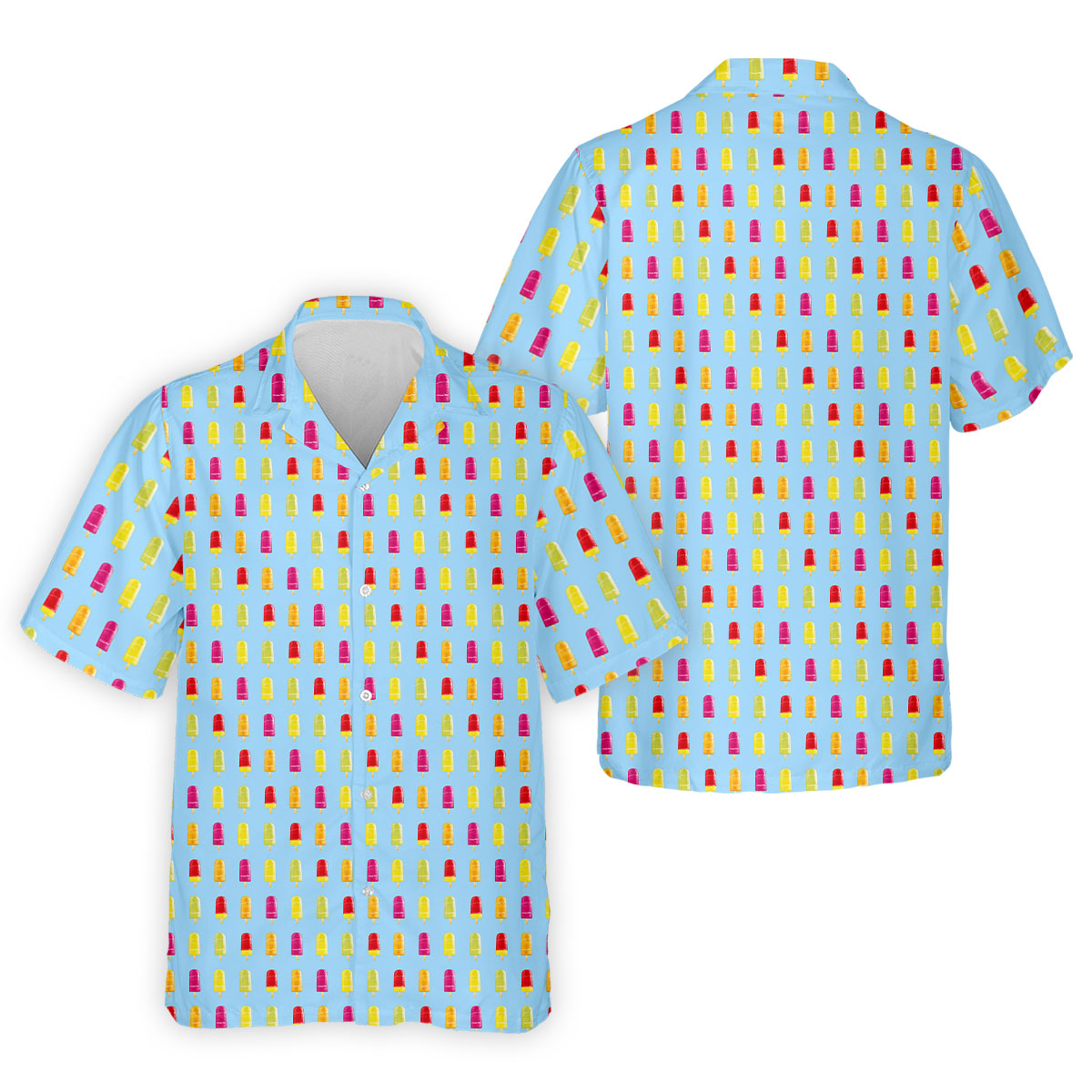 Colorful Popsicle Summer Pattern Golf Shirt, Mens Golf Polo, Printed Golf Shirts