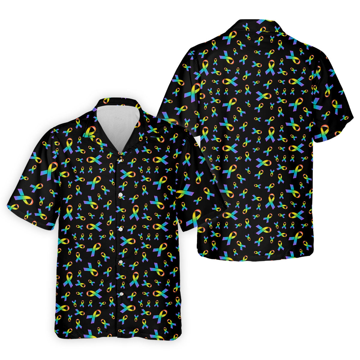 Rainbow Awareness Ribbon Breast Cancer Polo Shirt, Men's Golf Shirt, Printed Golf Shirts