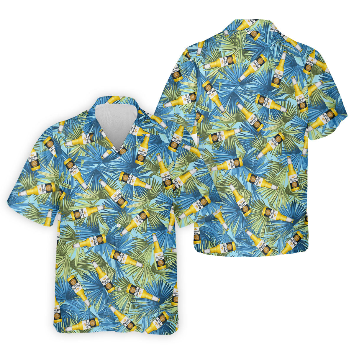 Funny Tropical Beer Bottle Pattern Golf Polo Shirt, Printed Golf Shirts, Mens Golf Apparel
