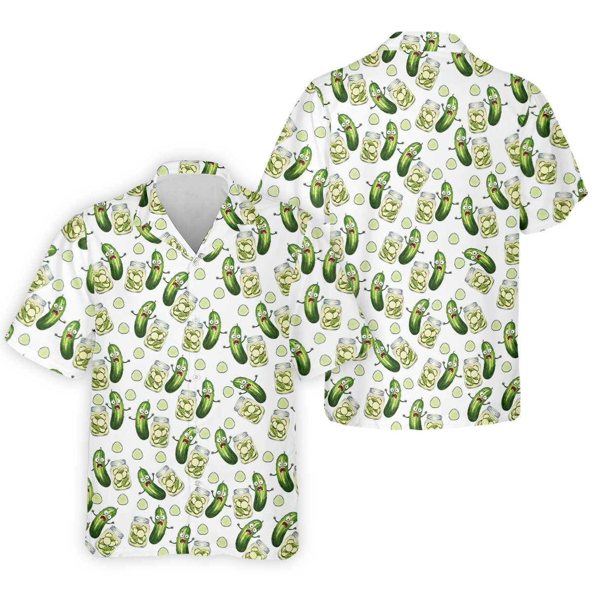 Funny Pickle Hawaiian Golf Shirt, Cartoon Style Men's Golf Shirt, Polo Shirts For Men