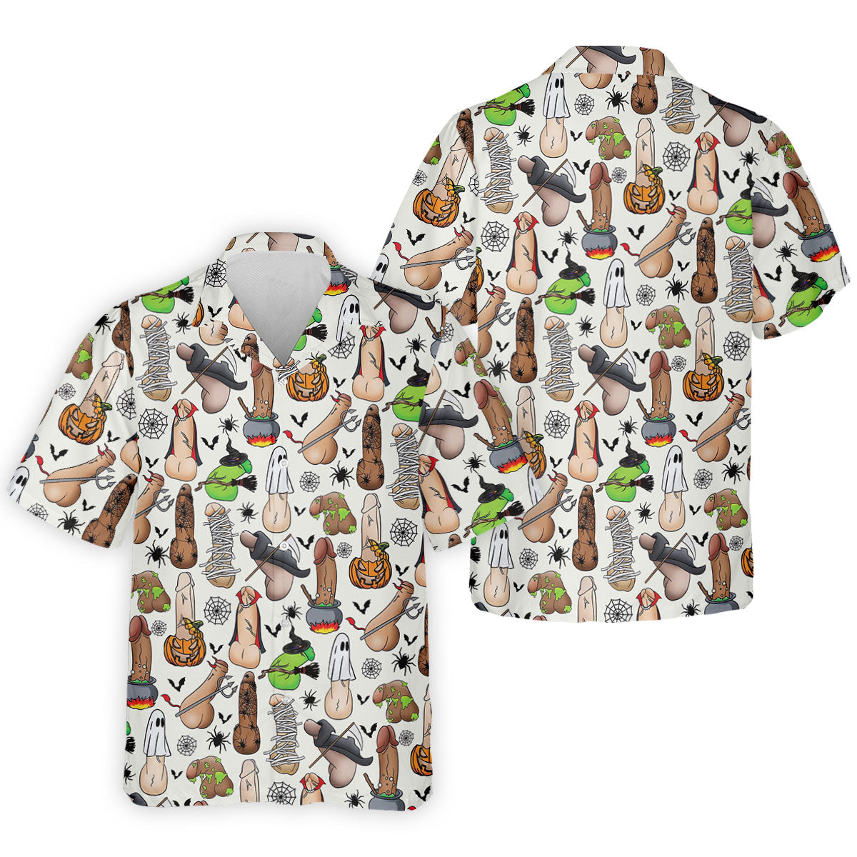 Funny Adult Halloween Pattern Golf Polo Shirt, Men's Golf Shirt, Hawaiian Golf Shirt