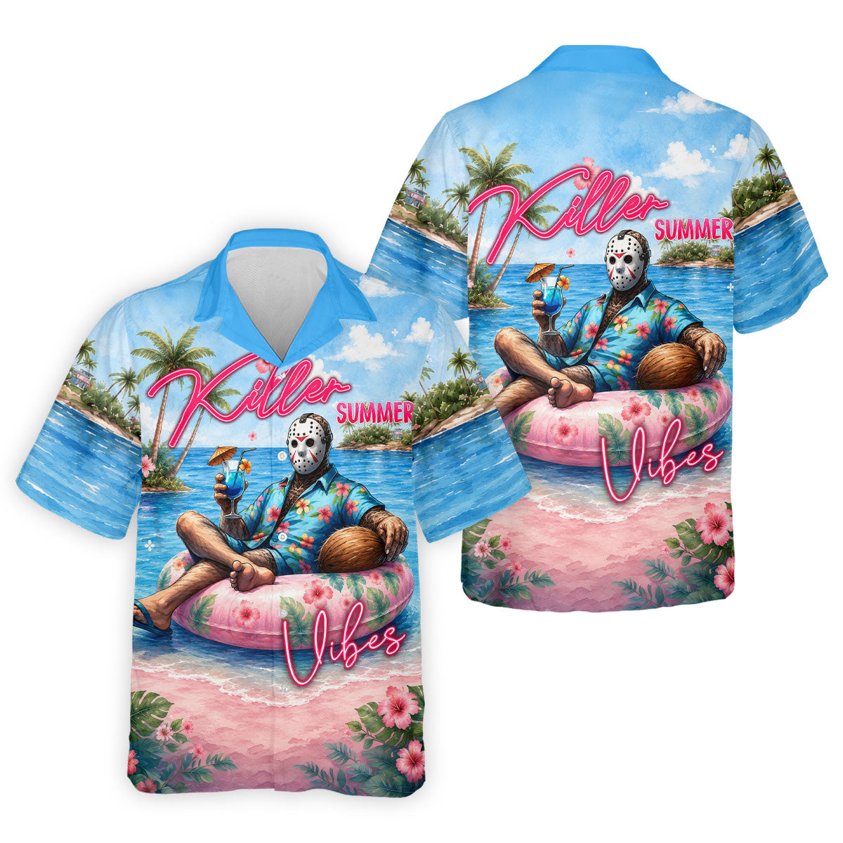 Killer Summer Vibes Mask Slasher Golf Polo Shirt, Mens Golf Polo, Printed Golf Shirts