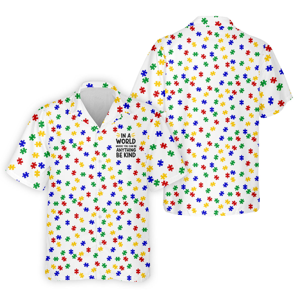 In A World Where You Can Be Anything Be Kind Golf Tops For Men, Autism Awareness Color Golf Shirts For Men