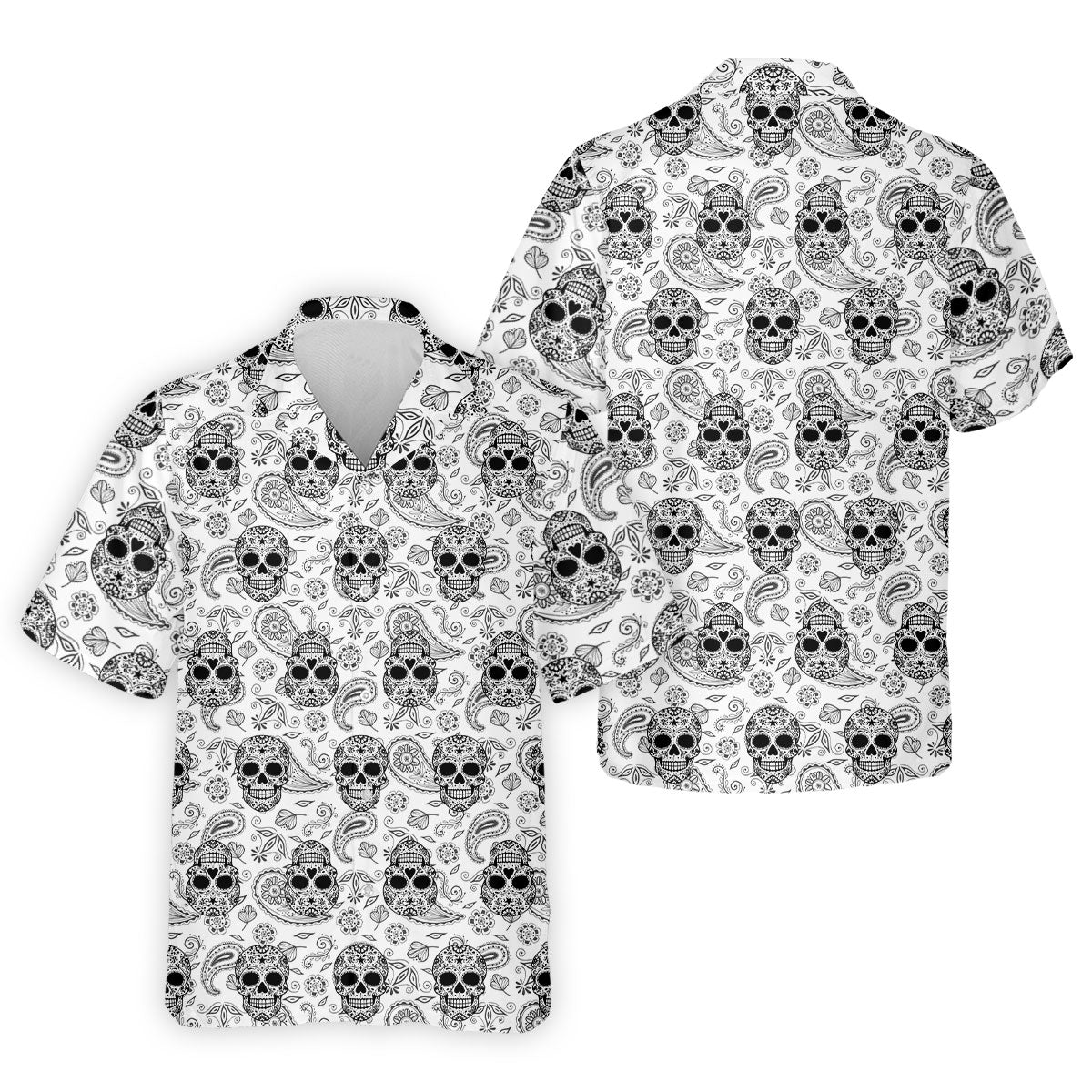Sugar Skull Paisley Pattern Golf Polo Shirt, Hawaiian Golf Shirt, Golf Polo Shirts For Men