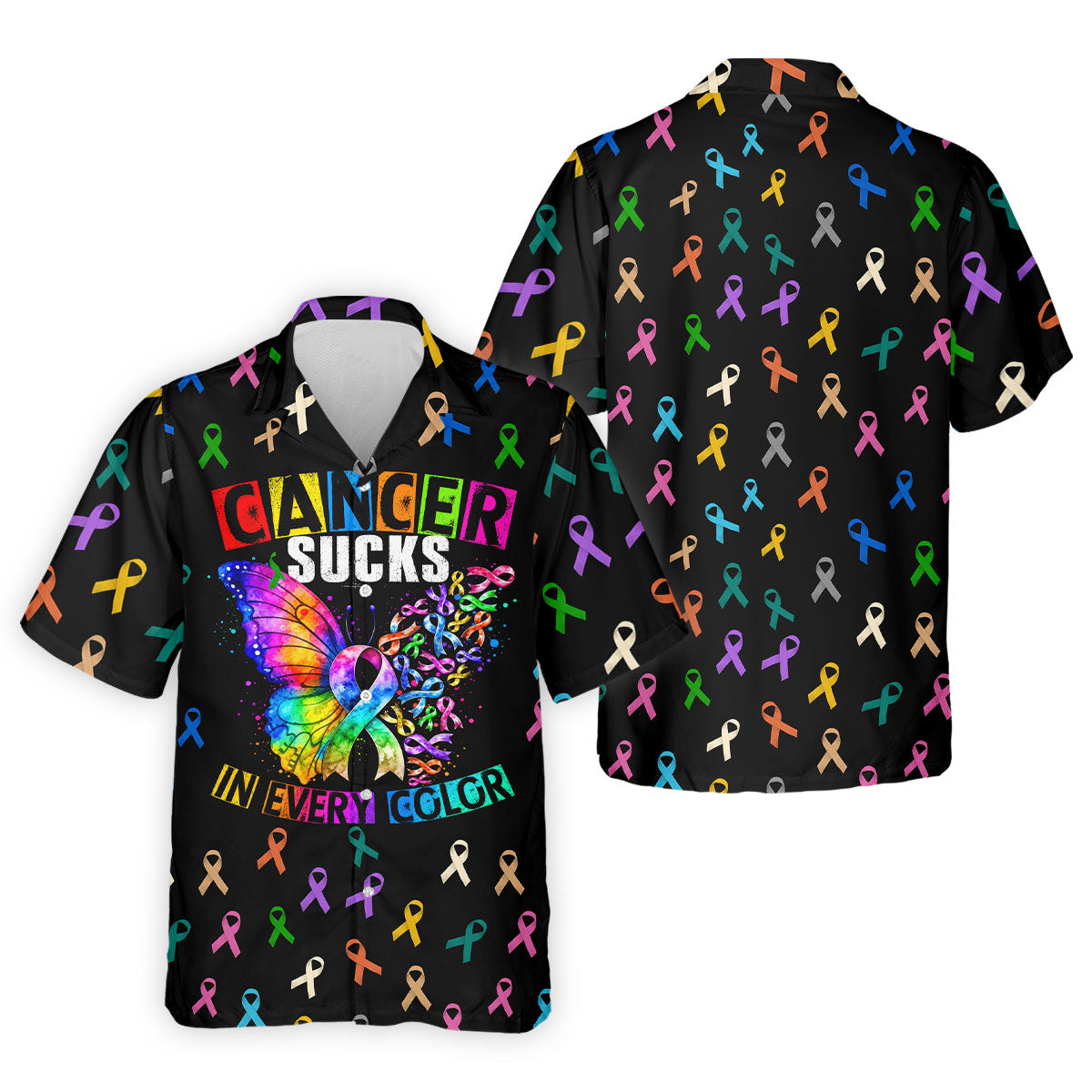 Cancer Sucks In Every Color Breast Cancer Polo Shirt, Golf Shirts For Men, Mens Golf Polo