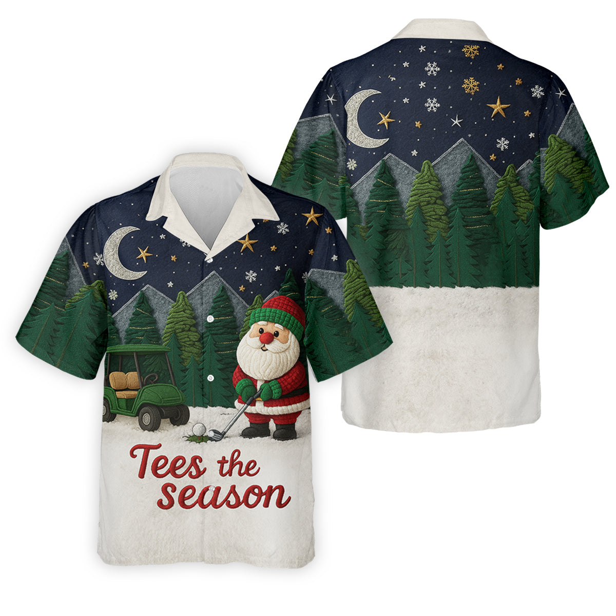 Santa Golfing Tees The Season Night Theme Golf Tops For Men, Christmas Golf Shirt, Polo Shirts For Men