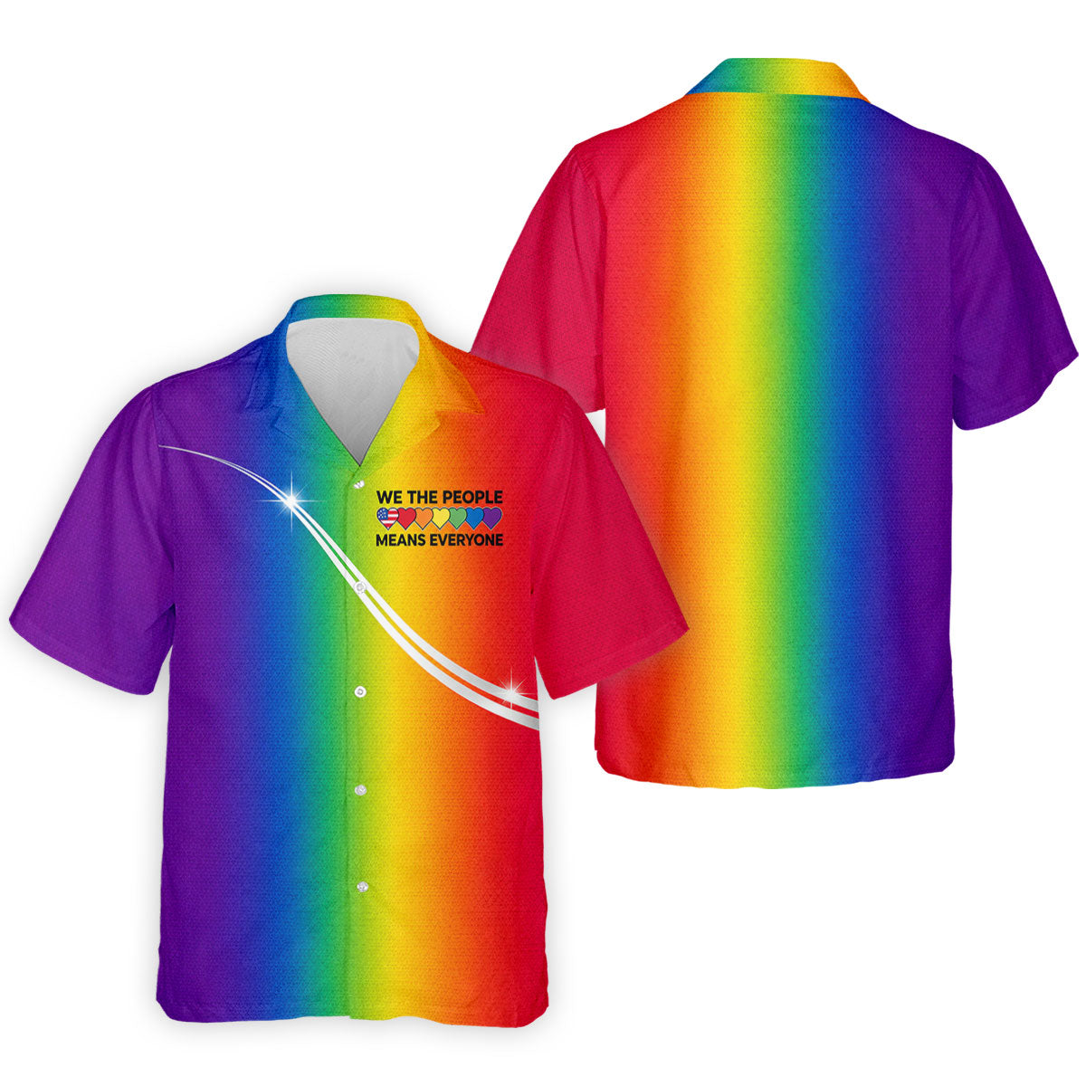 We The People Means Everyone LGBT Rainbow Gradient Golf Tops For Men, Pride Month Golf Shirts For Men
