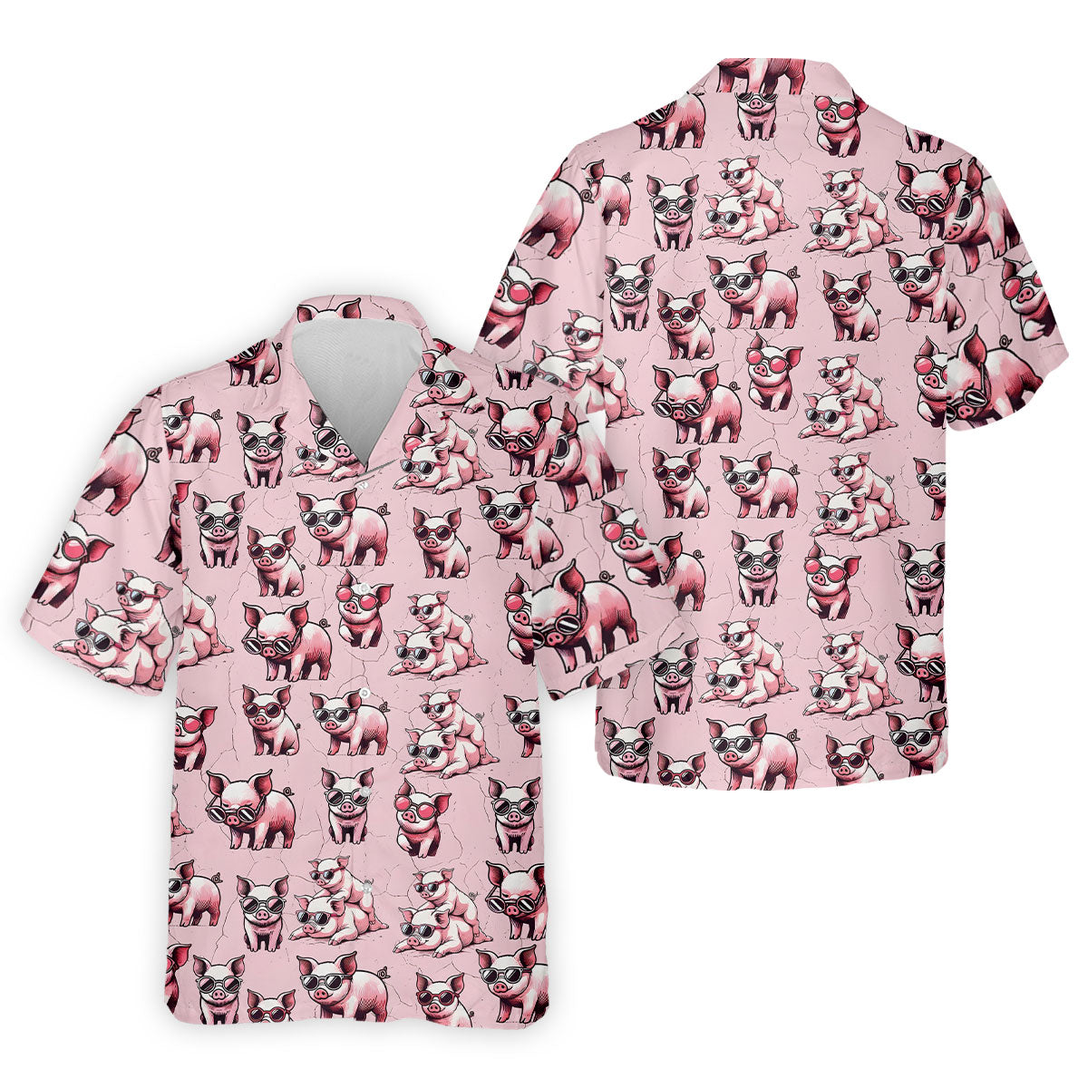 Cute Piglets Wearing Sunglasses Hawaiian Golf Polo, Golf Tops For Men, Funny Golf Shirt, Golfing Apparel
