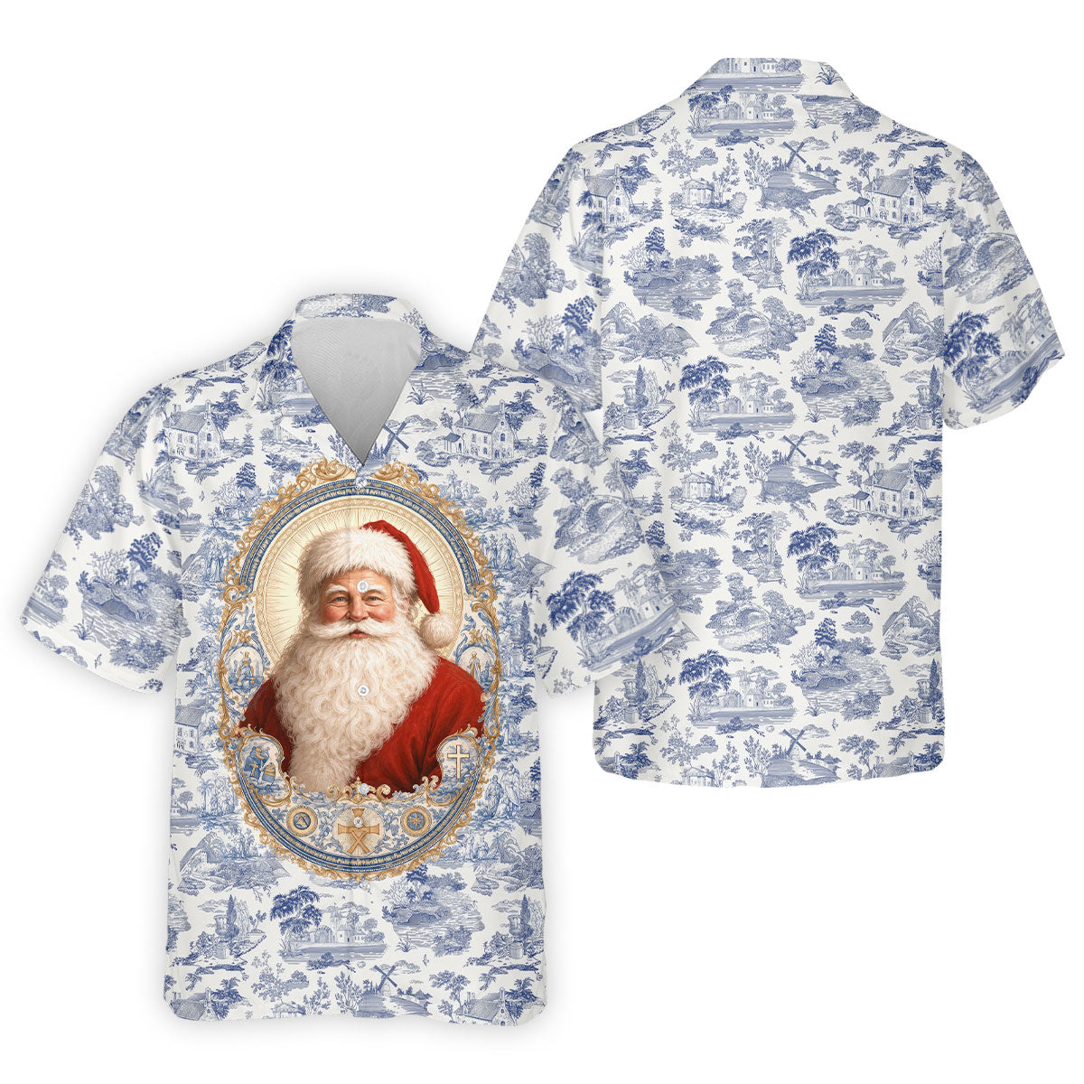 Xmas In July Santa Portrait Christmas Polo Shirt, Mens Golf Polo, Mens Golf Apparel