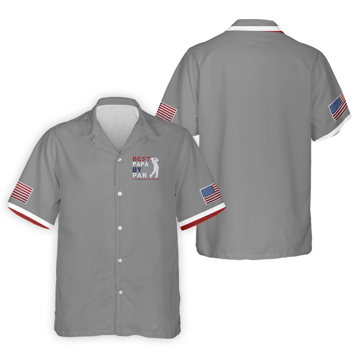 Gray Best Papa By Par Embroidered Golf Polo Shirt, Golf Polo Shirts For Men, Mens Golf Shirts
