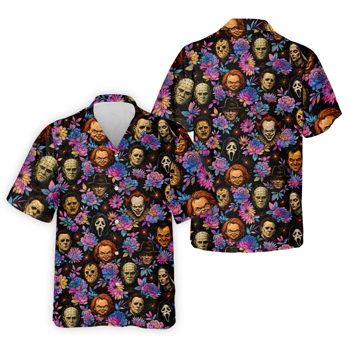 Floral Horror Character Halloween Golf Shirt, Golf Shirts For Men, Mens Golf Apparel