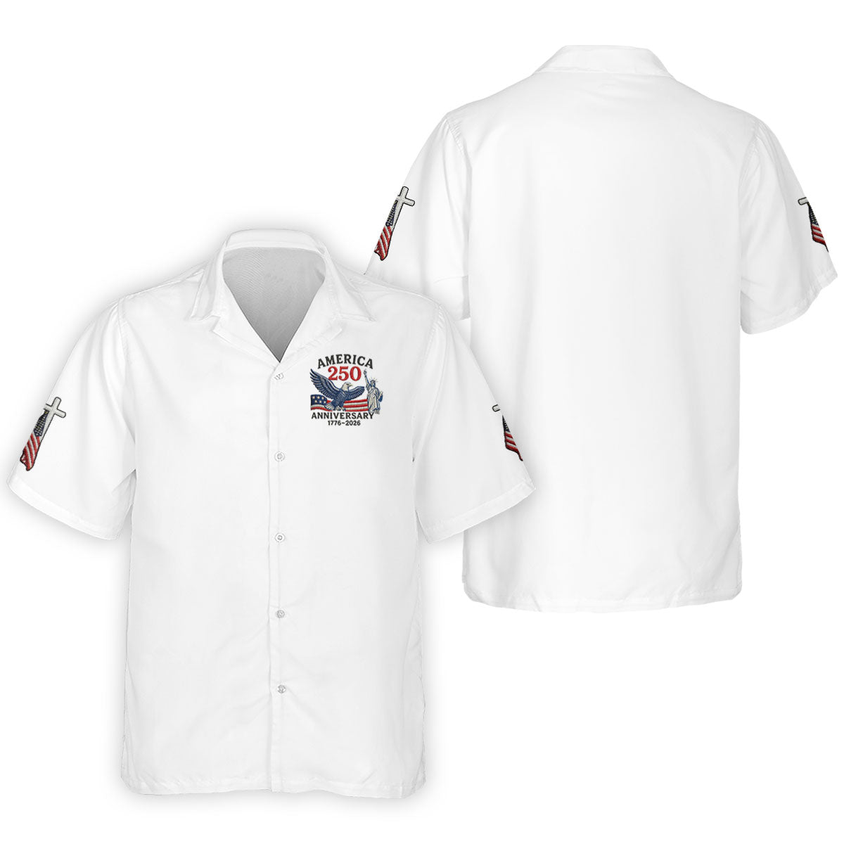 Faith Cross Bald Eagle America 250 Anniversary Patriotic Golf Shirt, Golf Shirts For Men