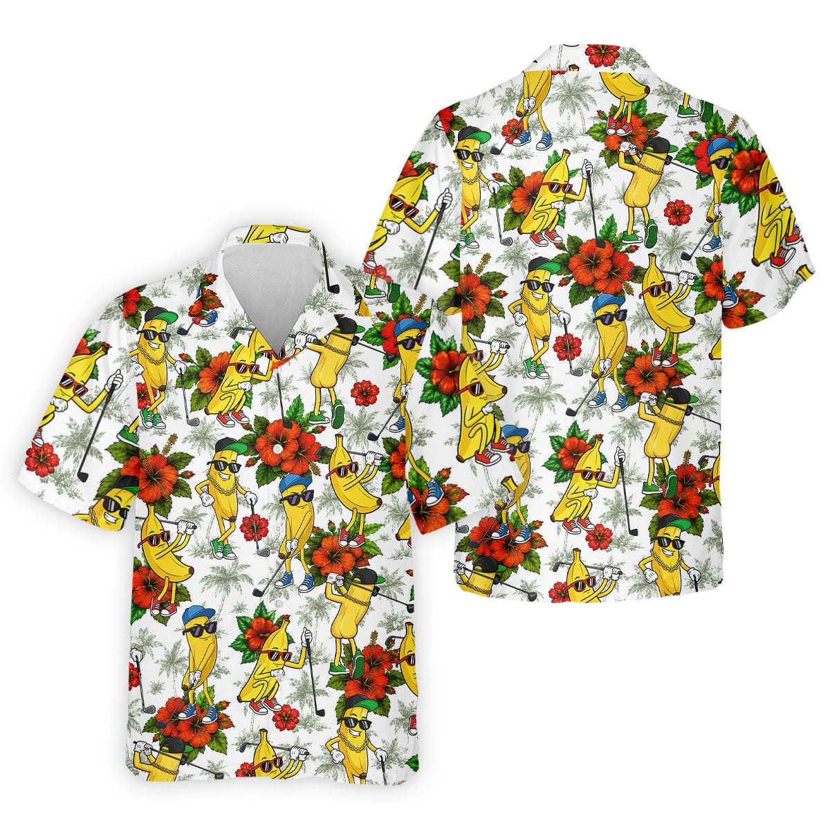 Funny Banana Golfer Hawaiian Golf Polo Shirt, Golf Shirts For Men, Mens Golf Apparel