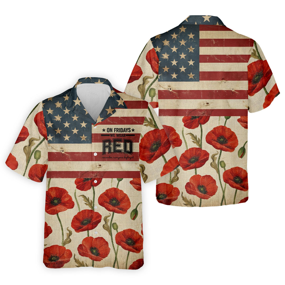 On Fridays We Wear RED Poppies US Flag Golf Shirts, 250 Years Patriotic Golf Shirts For Men