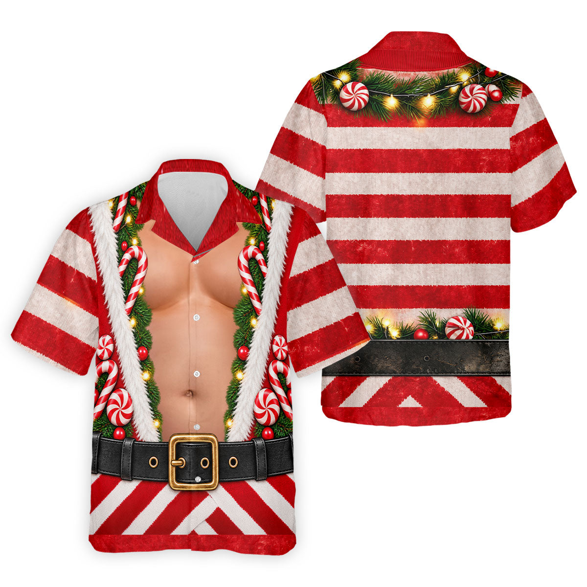Christmas Candy Cane Santa Suit Polo Shirt, Mens Golf Shirts, Golf Apparel For Men