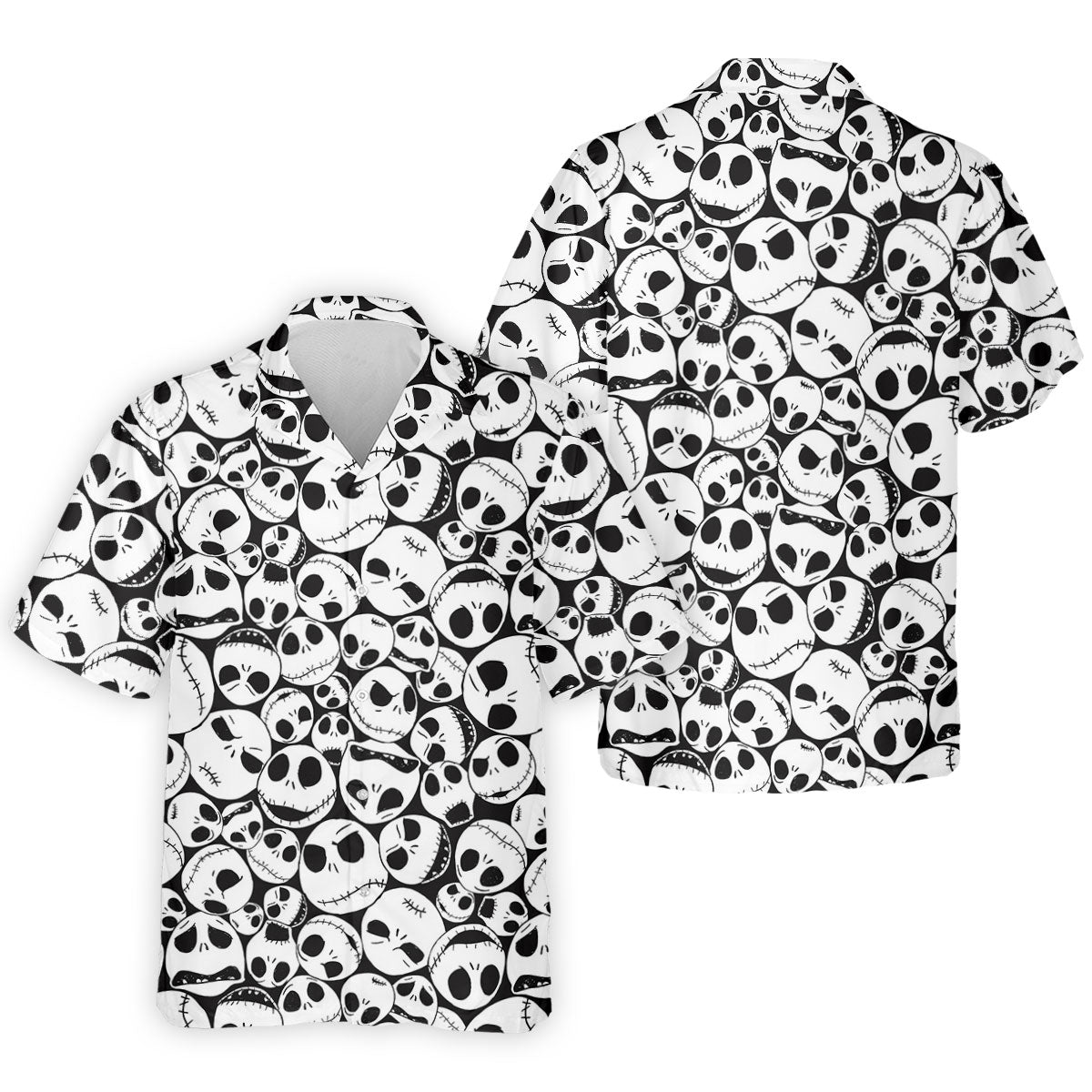 Horror Character Skull Face All Over Golf Polo Shirt, Golf Apparel For Men, Mens Polo Shirts