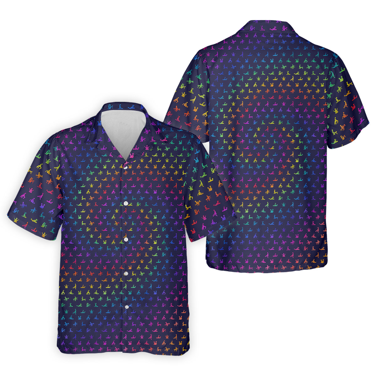 Naughty Position Adult Humor Rainbow Effect Men's Golf Polo Shirts, Golf Gift For Men, Golf Shirts For Men