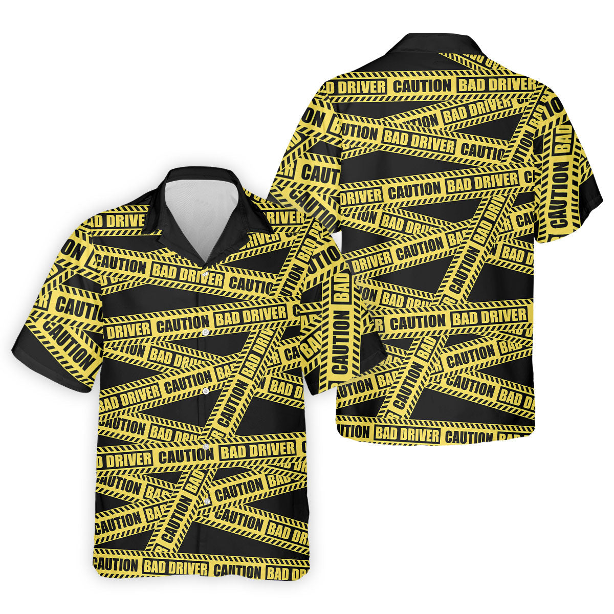 Funny Bad Driver Caution Tape Golf Polo Shirt, Golf Shirts For Men, Printed Golf Shirts