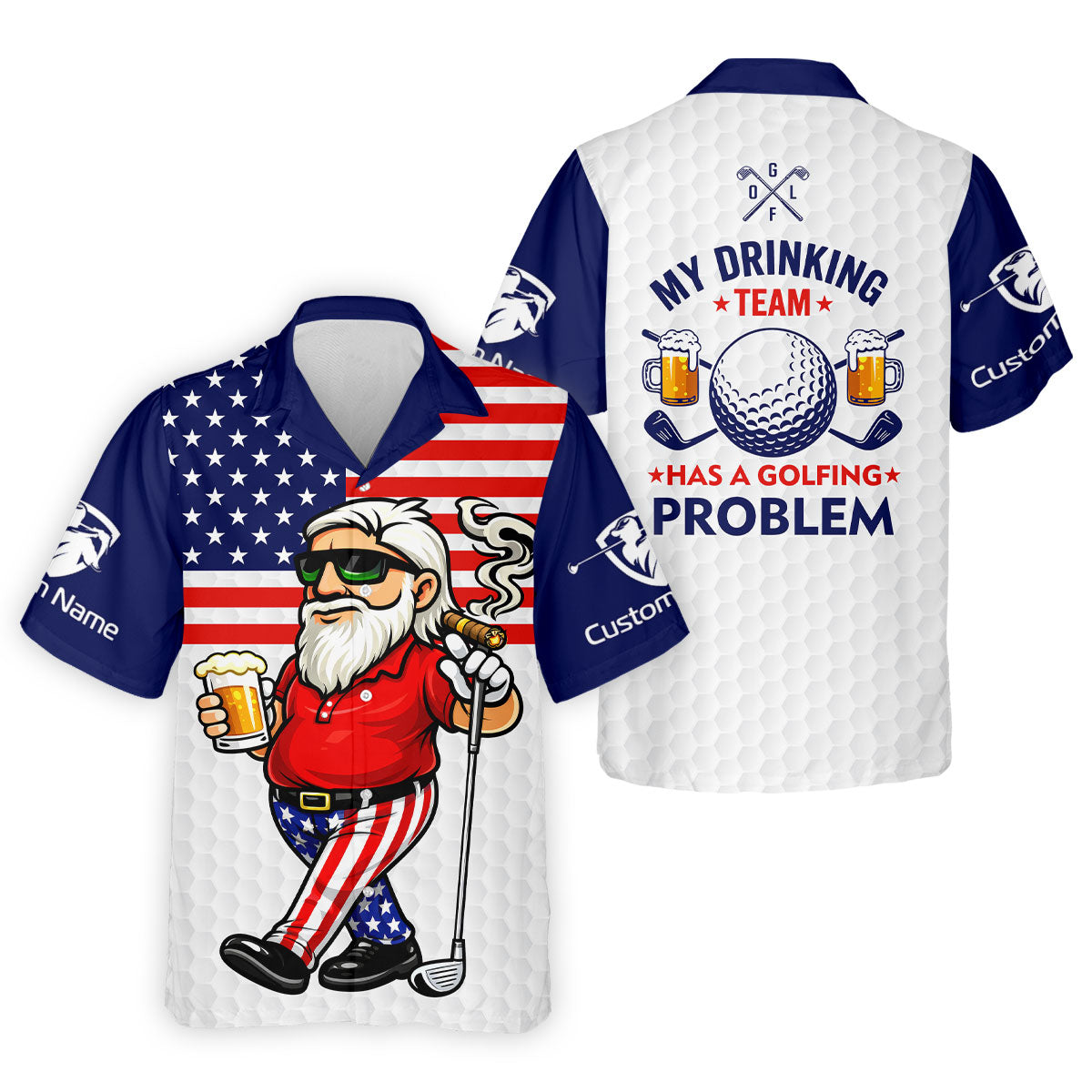 My Drinking Team Has A Golfing Problem Patriotic Man Golf And Beer 250 Years 4th Of July Golf Shirts For Men