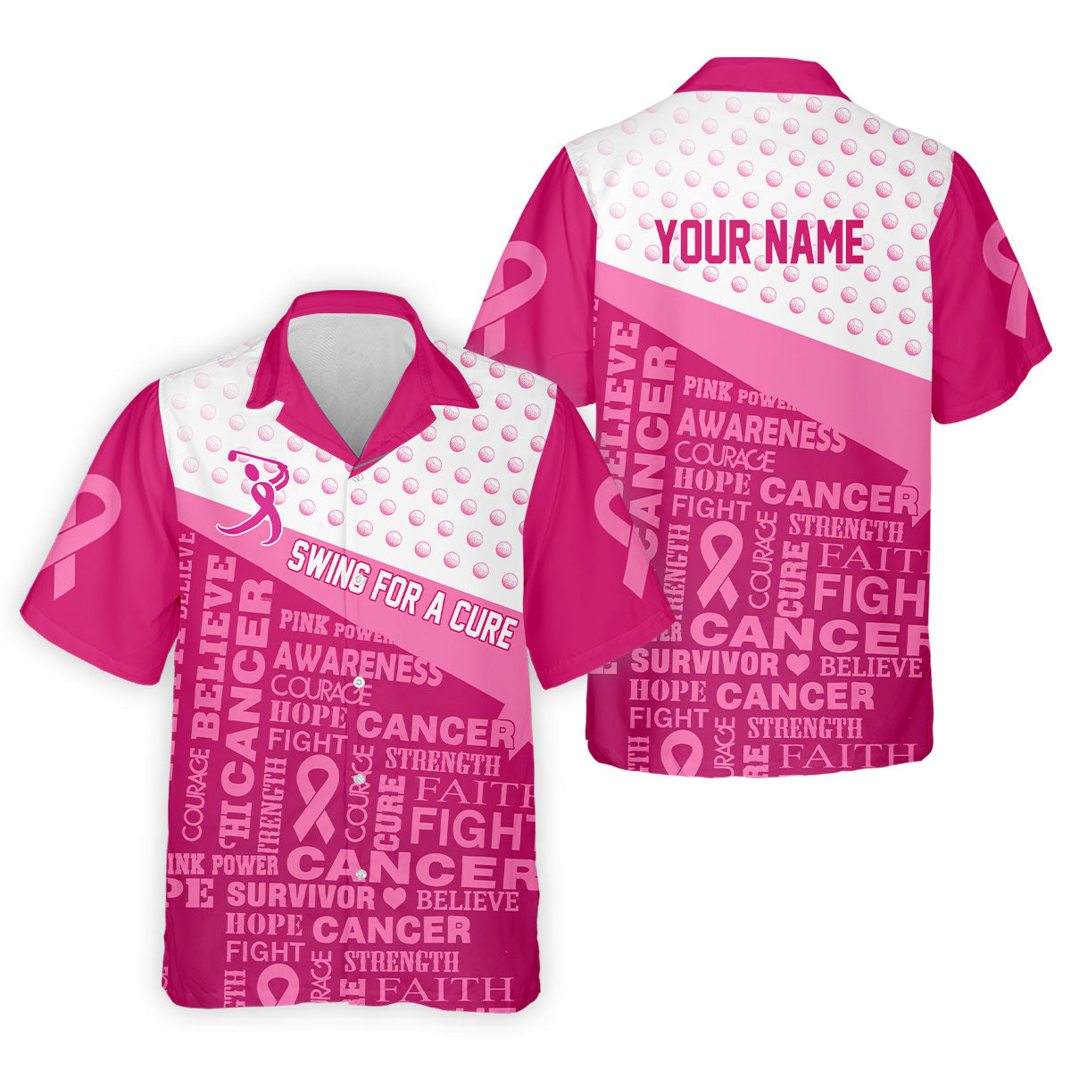 Custom Swing For A Cure Breast Cancer Polo Shirt, Golf Shirts For Men, Printed Golf Shirts
