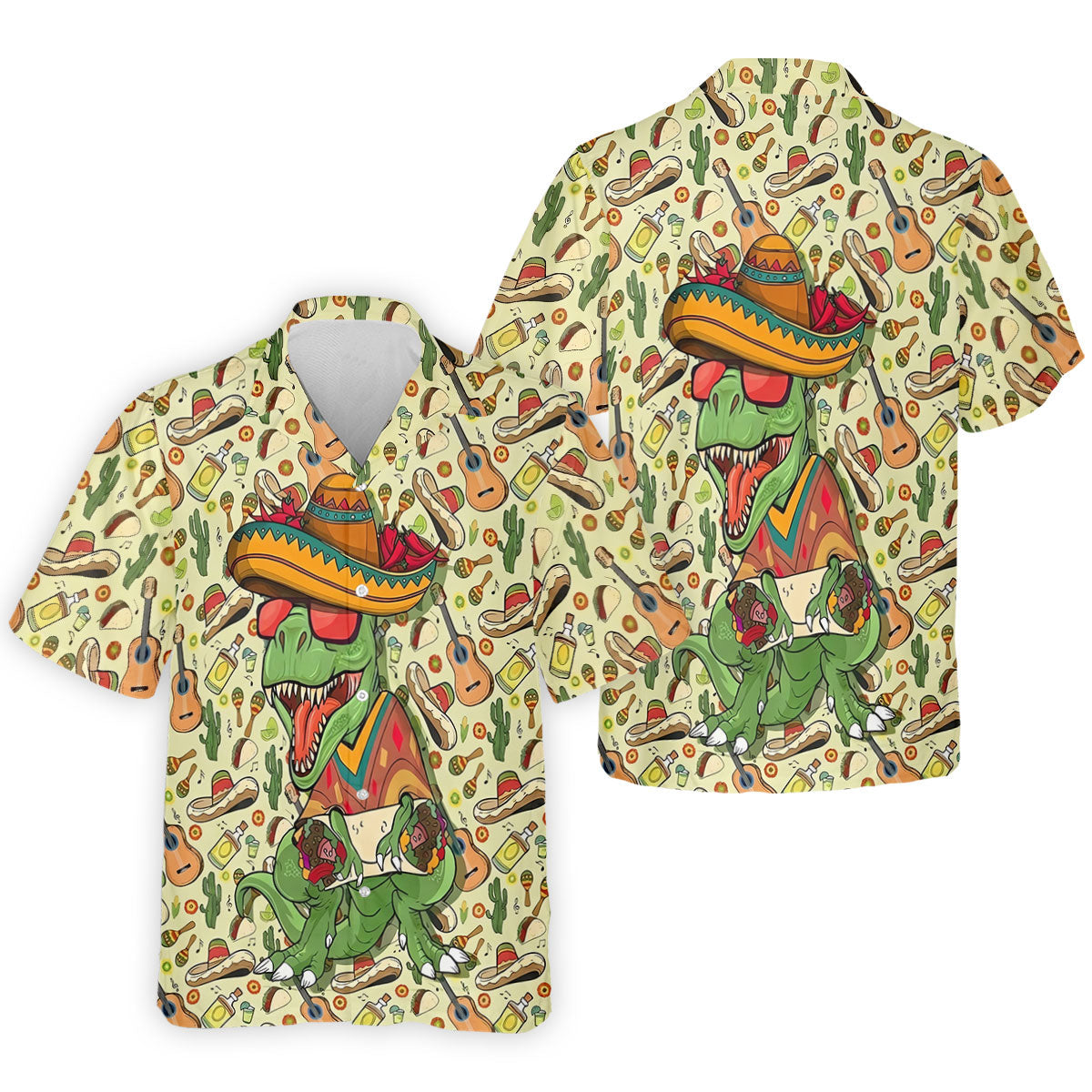 Mexican T-Rex Cinco De Mayo Celebration Funny Golf Shirt, Vibrant Color Golf Shirts For Men