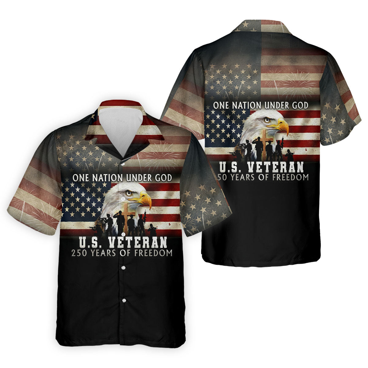 One Nation Under God US Veteran 250 Years Of Freedom Patriotic Golf Shirt, Golf Shirts For Men