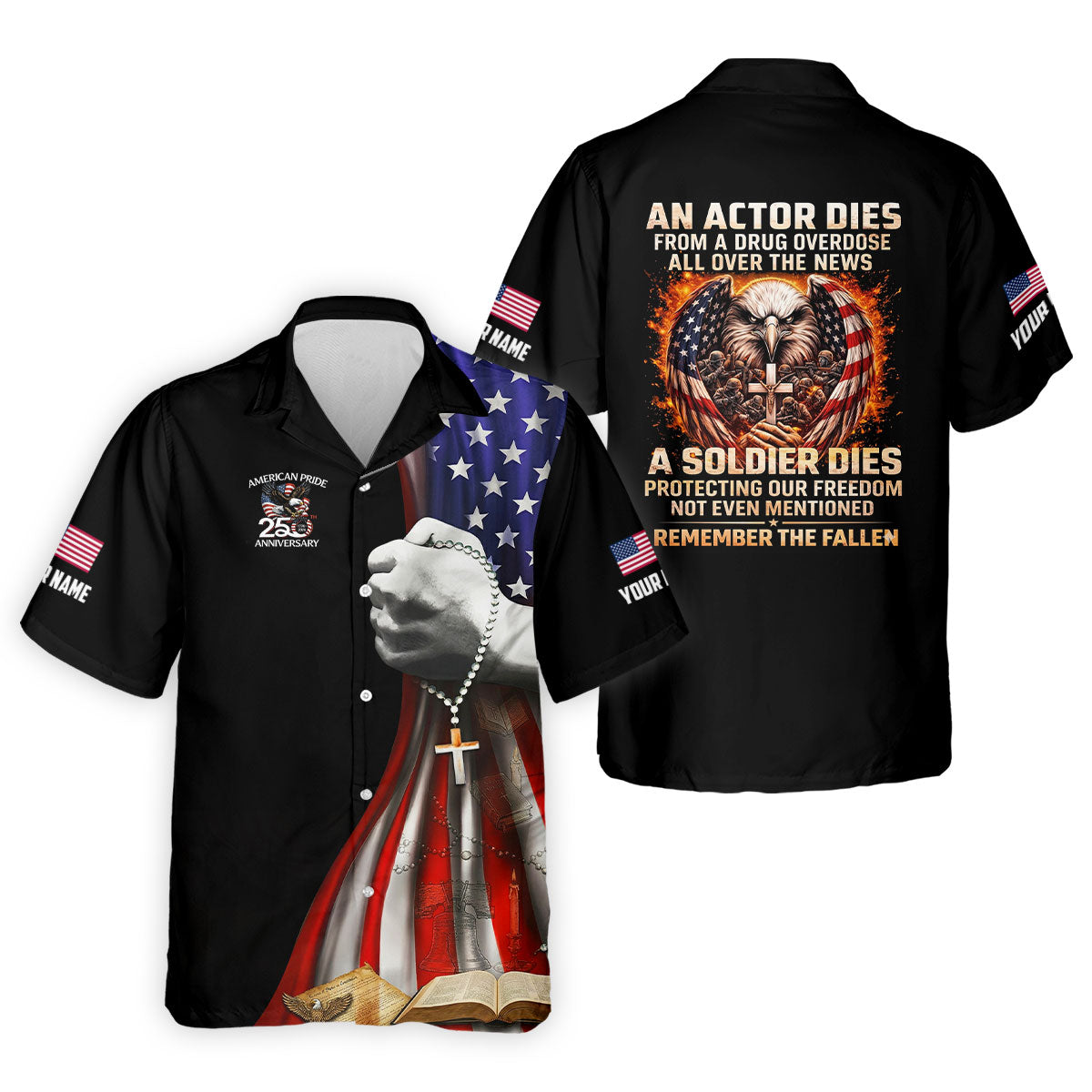 Remember The Fallen Veteran Memorial Patriotic 4th Of July Golf Shirt, 250th Anniversary Golf Shirts For Men