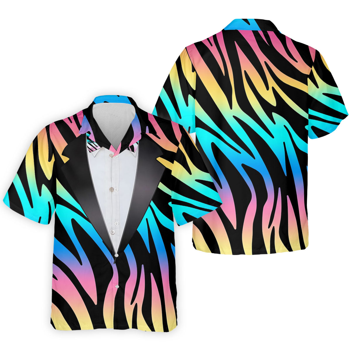 Colorful Zebra Funny Costume Hawaiian Golf Shirt, Polo Shirts For Men, Golf Shirts For Men