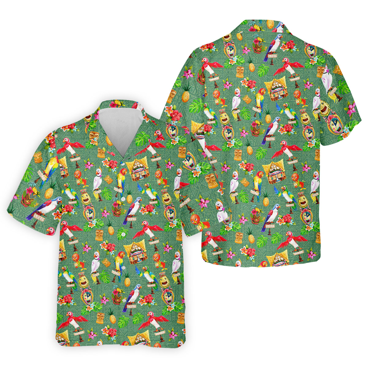 Tropical Tiki Parrot Island Hawaiian Golf Polo Shirt, Golf Shirts For Men, Printed Golf Shirts