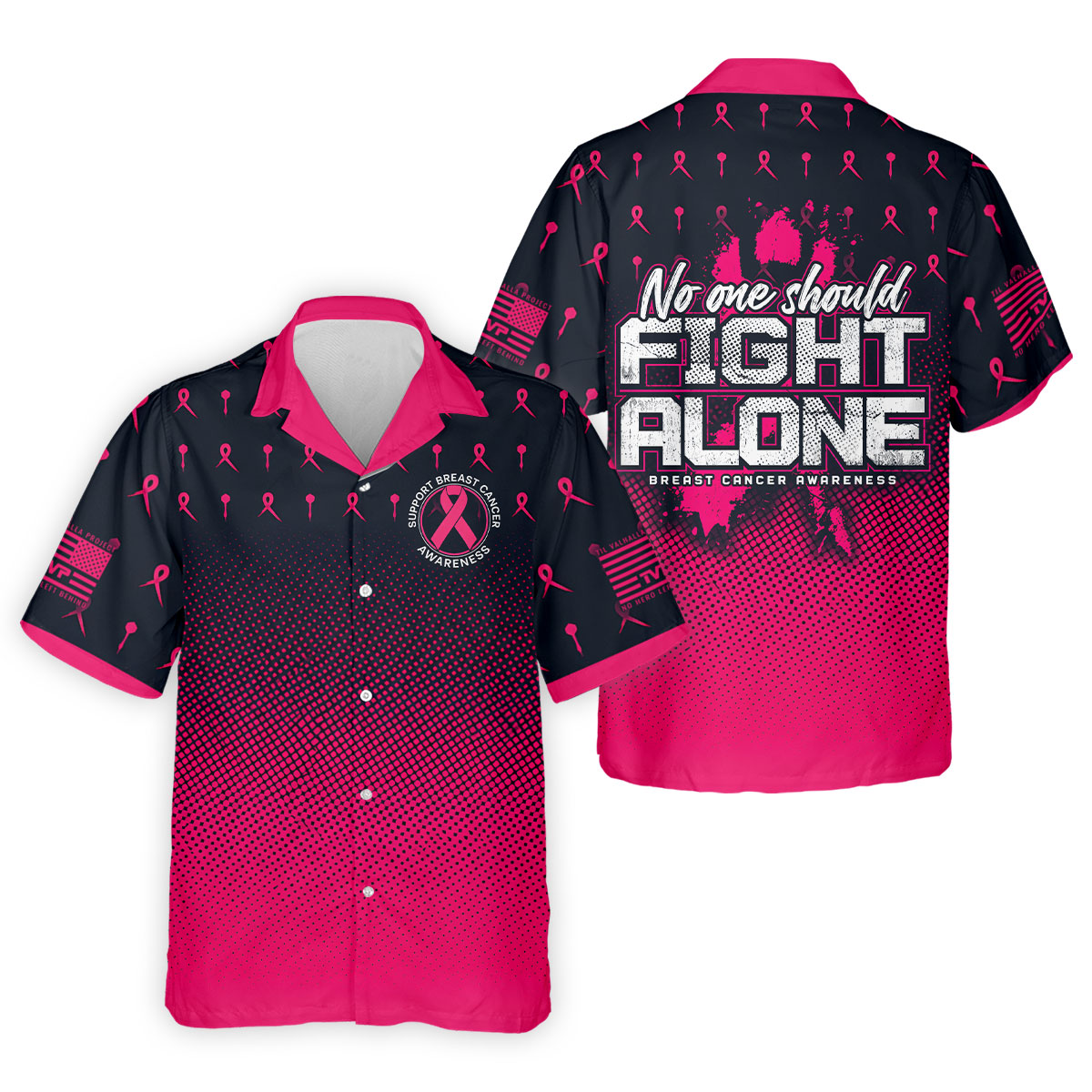 No One Should Fight Alone Breast Cancer Awareness Polo Shirt, Golf Shirts For Men