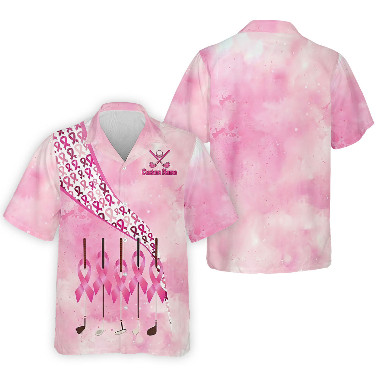 Custom Golf Club Breast Cancer Ribbon Polo Shirt, Mens Golf Shirts, Polo Shirts For Men