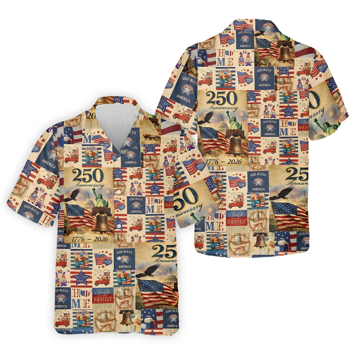 God Bless America Celebrating 250 Retro Golf Shirt, Patriotic 4th Of July Golf Shirts For Men