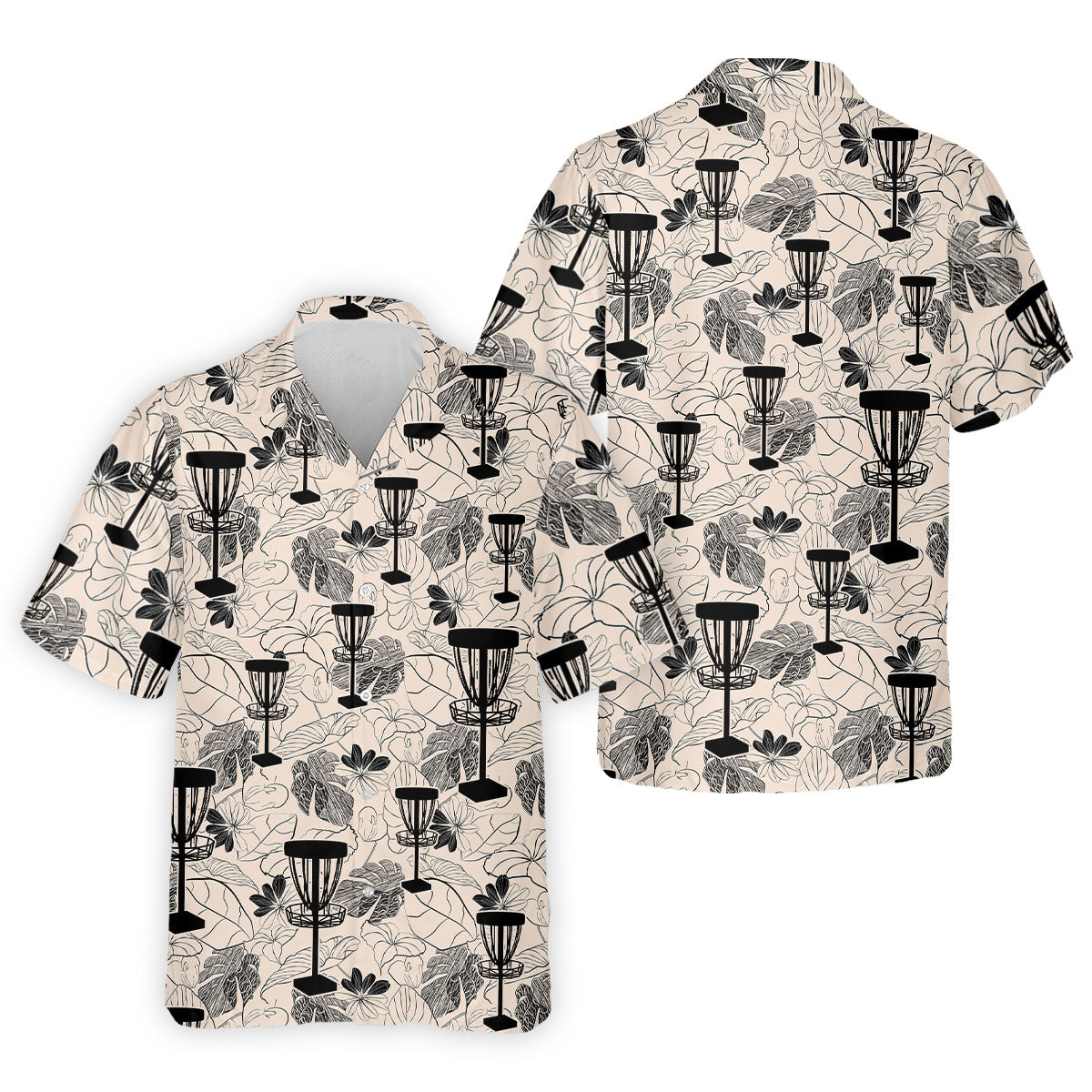 Minimalist Botanical Disc Golf Polo Shirt, Mens Golf Polo, Golf Shirts For Men