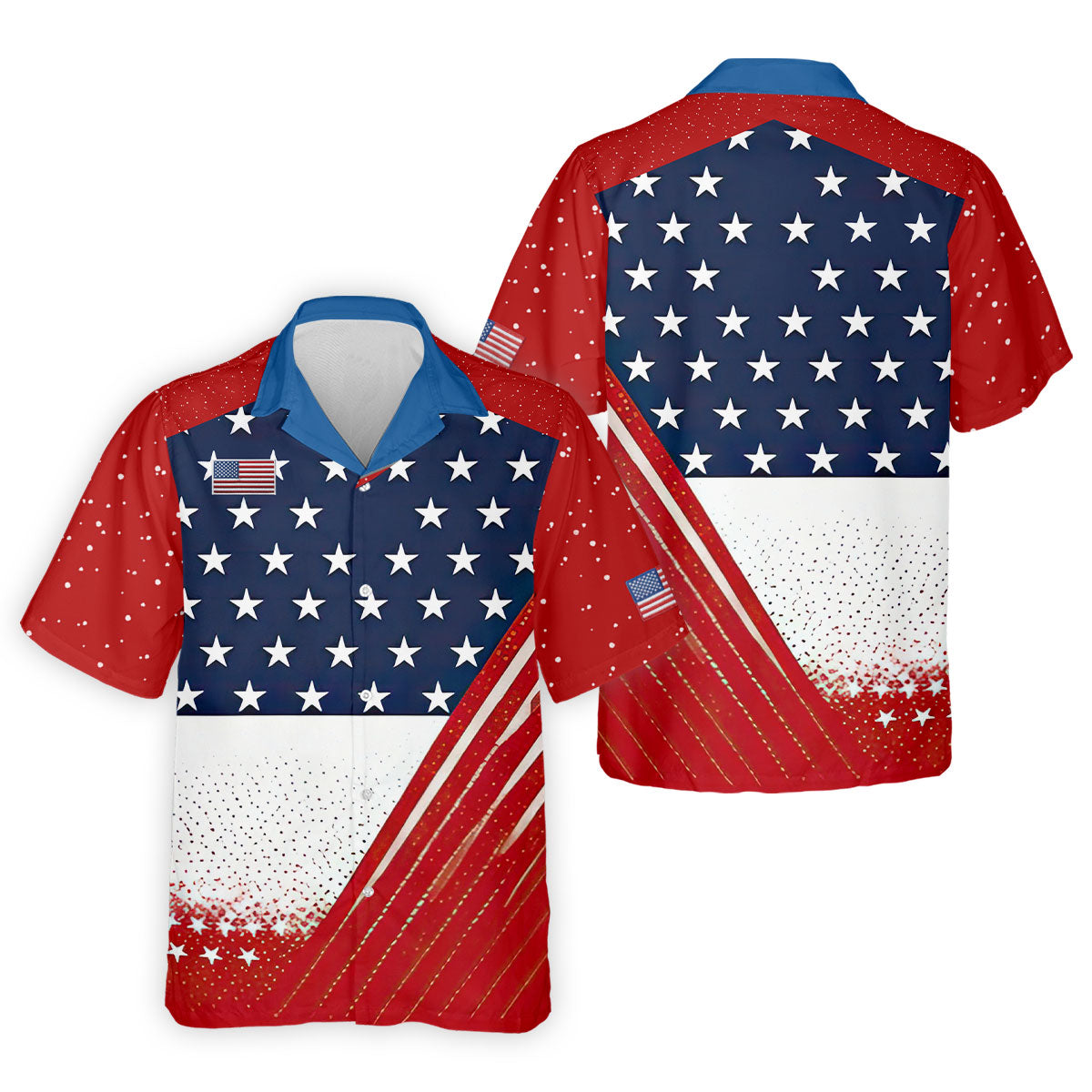 White Star Patriotic 4th Of July American Flag Golf Polo Shirt, Patriotic Golf Shirt, Golf Shirts For Men