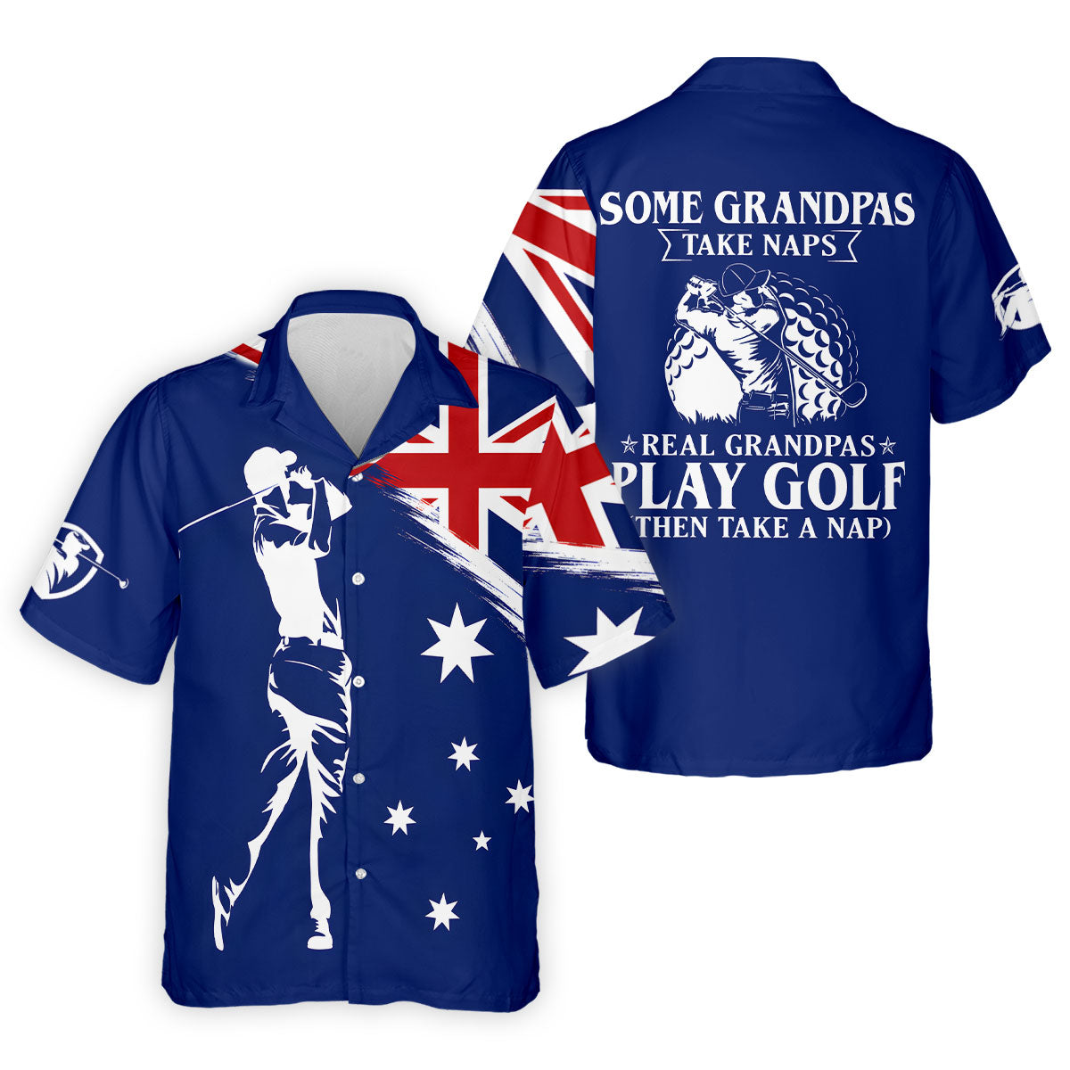 Real Grandpas Play Golf Then Take A Nap Australia Flag Print Men's Funny Golf Shirts, Polo Shirts For Men