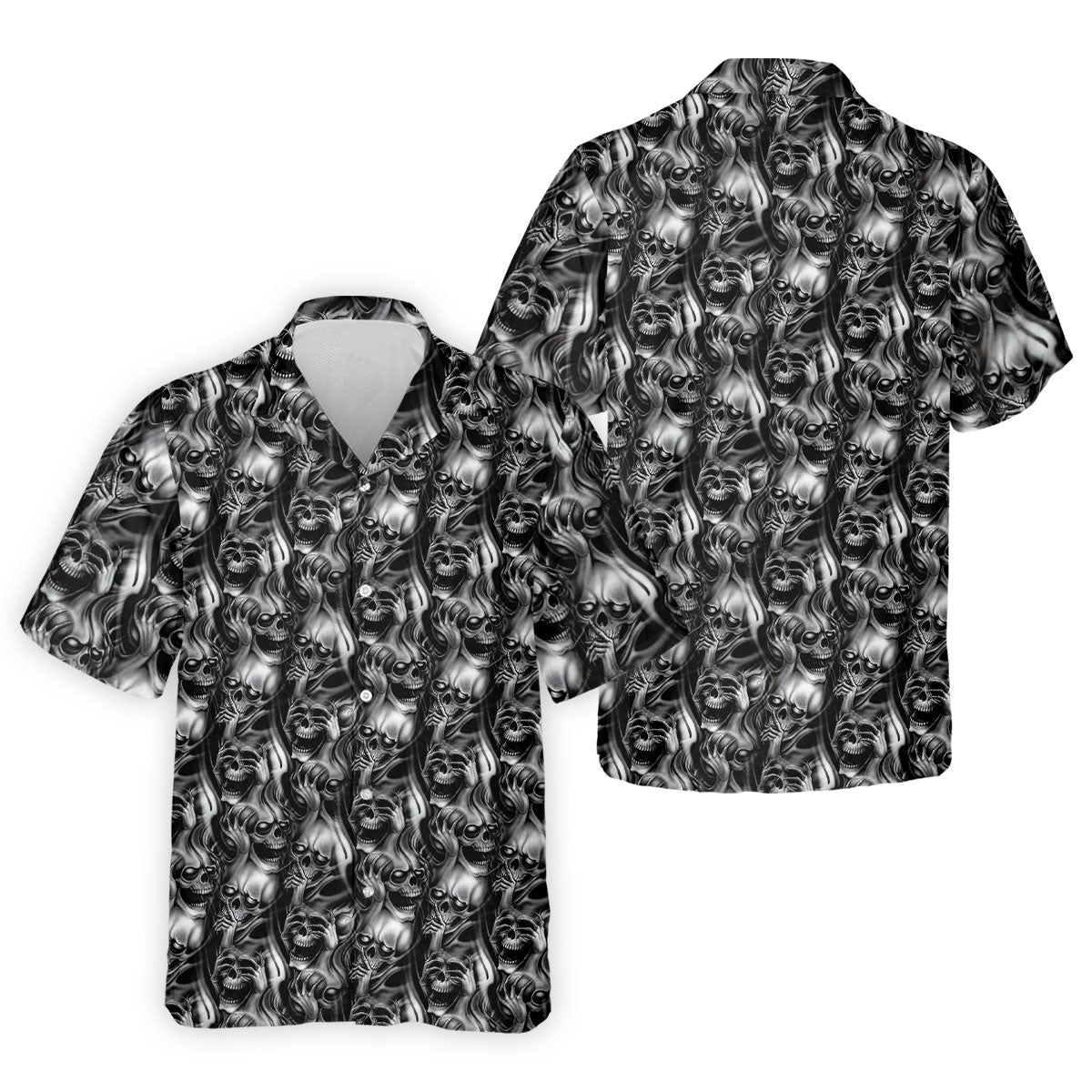 Dark Grim Reaper Skull Pattern Golf Polo Shirt, Mens Golf Polo, Golf Apparel For Men