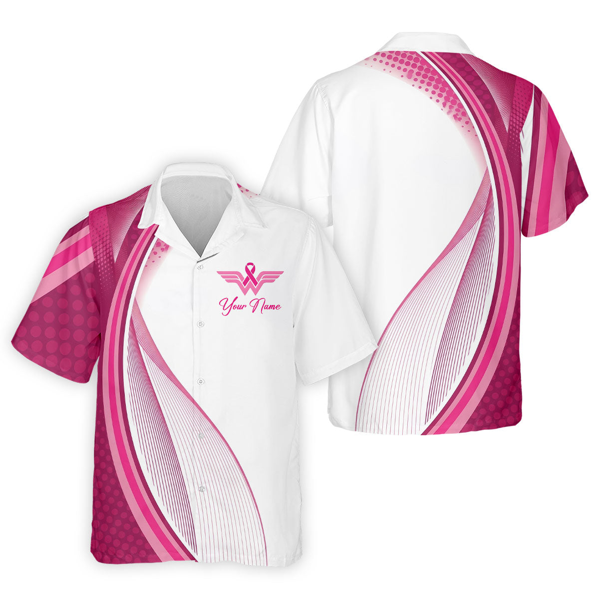 Custom Pink Ribbon Breast Cancer Golf Polo Shirt, Men's Golf Shirt, Printed Golf Shirts