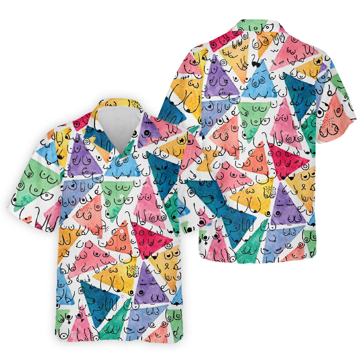 Multicolor Abstract Boob Pattern Golf Polo Shirt, Mens Golf Polo, Golf Apparel For Men