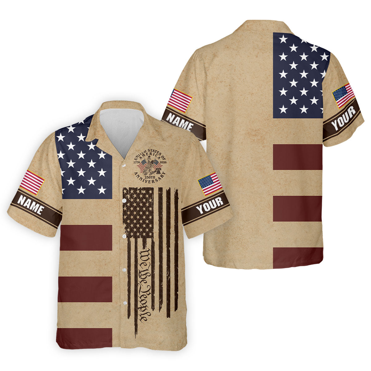 We The People 250th Anniversary Retro Golf Shirt, Patriotic 4th Of July Golf Shirts For Men