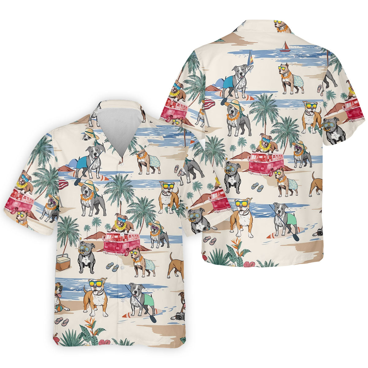 Pit Bull Beach Vacation Tropical Golf Polo Shirt, Hawaiian Golf Shirt, Golf Shirts For Men